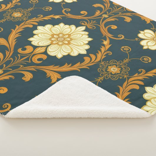 Couverture Sherpa "Motif ornemental baroque en or et noir" Déc (3/4)