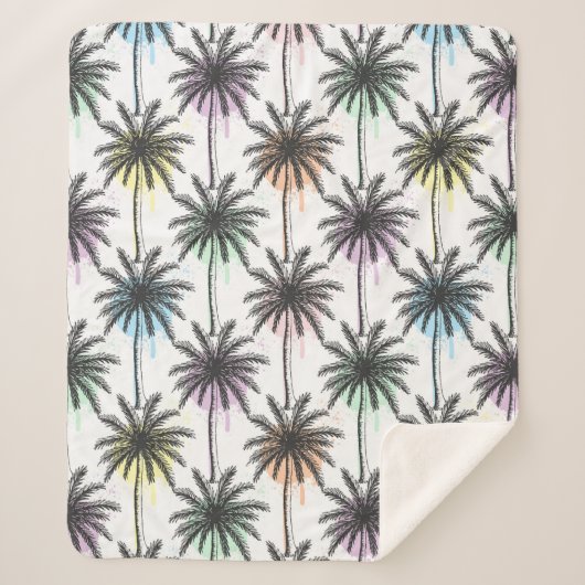 Couverture Sherpa Motif Paint Drop Palm Tree (Devant)