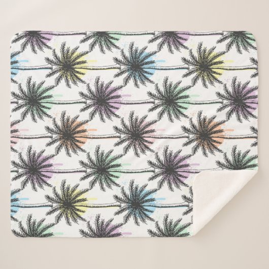 Couverture Sherpa Motif Paint Drop Palm Tree (Devant (Horizontal))