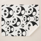 Couverture Sherpa Motif Panda noir et blanc Kawaii (Devant (Horizontal))