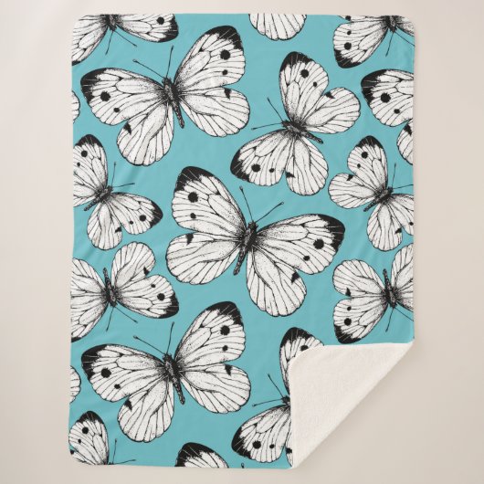 Couverture Sherpa Motif papillon de choux (Devant)