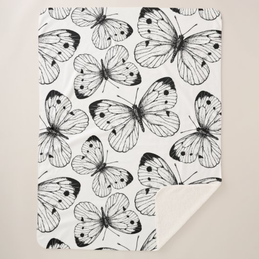Couverture Sherpa Motif papillon de choux (Devant)