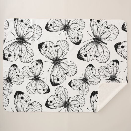 Couverture Sherpa Motif papillon de choux (Devant (Horizontal))