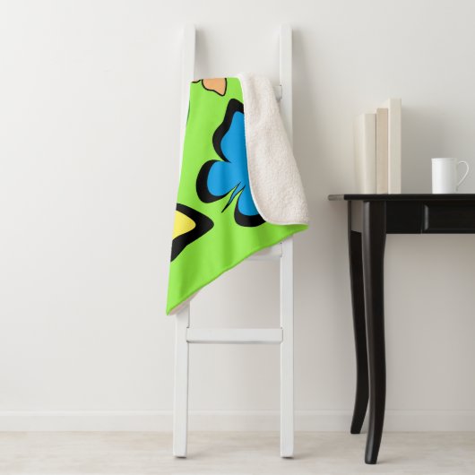 Couverture Sherpa Motif papillon de printemps (En situation)