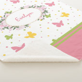 Couverture Sherpa Motif Pastel Butterfly avec Fleurs et Nom (3/4)