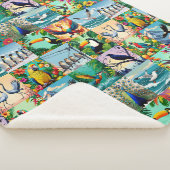 Couverture Sherpa Motif Patchwork Oiseaux (3/4)