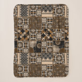 Couverture Sherpa Motif patchwork rustique (Devant)