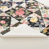Couverture Sherpa motif patchwork transparent avec fleurs (3/4)