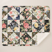 Couverture Sherpa motif patchwork transparent avec fleurs (Devant (Horizontal))