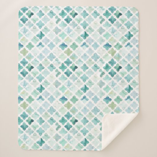 Couverture Sherpa Motif peint à la main de turquoise (Devant)
