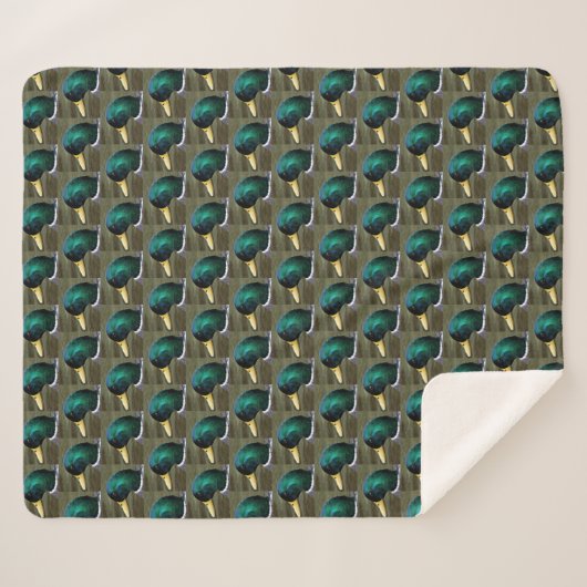Couverture Sherpa Motif photo Mallard Duck à tête verte (Devant (Horizontal))