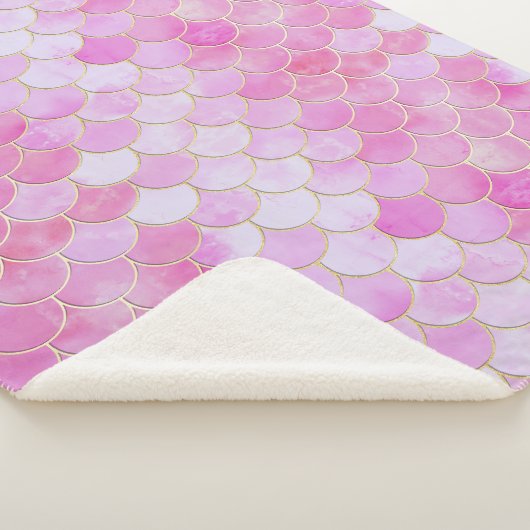 Couverture Sherpa Motif Pink Pastel & Gold Shimmer Mermaid (3/4)