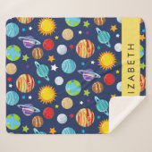 Couverture Sherpa Motif, Planètes, Étoiles, Cosmos, Votre Nom (Devant (Horizontal))