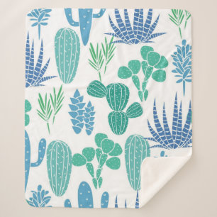 Couverture Sherpa motif plante