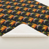Couverture Sherpa Motif Plante Orange Bird of Paradise sur Noir (3/4)