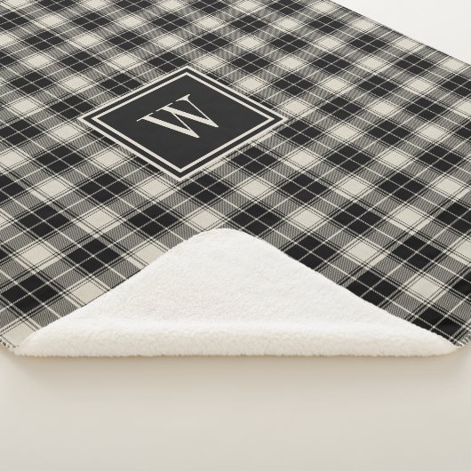 Couverture Sherpa Motif plaqué Noir Rutstic avec Monogramme (3/4)