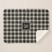 Couverture Sherpa Motif plaqué Noir Rutstic avec Monogramme (Devant (Horizontal))