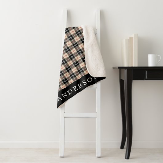 Couverture Sherpa Motif plat personnalisé Thompson Camel Tartan Tart (En situation)