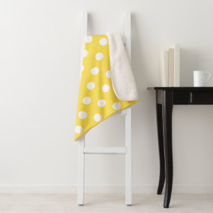 Couverture Sherpa Motif Pois jaune moderne