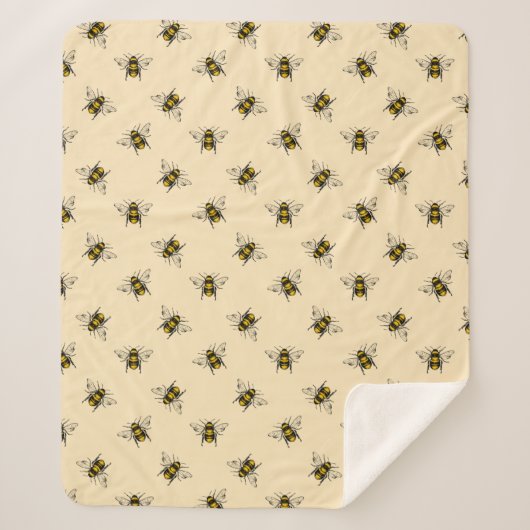 Couverture Sherpa Motif Queen Bee (Devant)