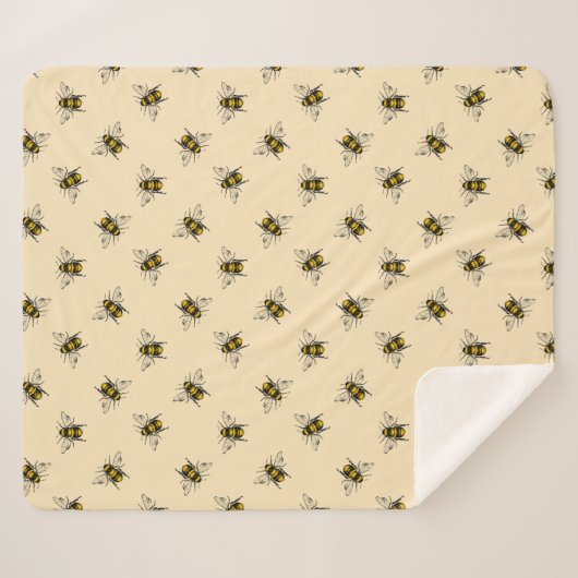 Couverture Sherpa Motif Queen Bee (Devant (Horizontal))