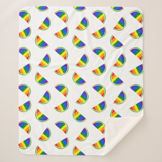 Couverture Sherpa Motif Rainbow Watermelon (Devant)