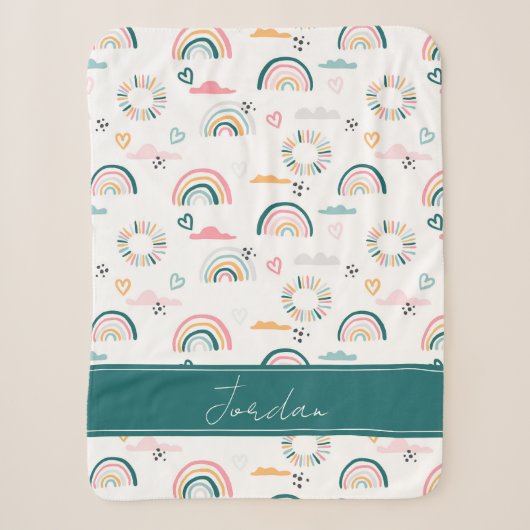 Couverture Sherpa Motif Rainbows & Hearts (Devant)