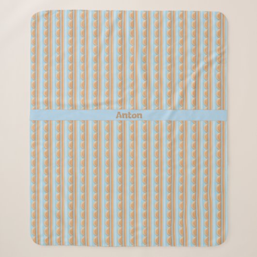 Couverture Sherpa motif rayé bleu marron gris (Devant)