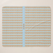 Couverture Sherpa motif rayé bleu marron gris (Devant (Horizontal))