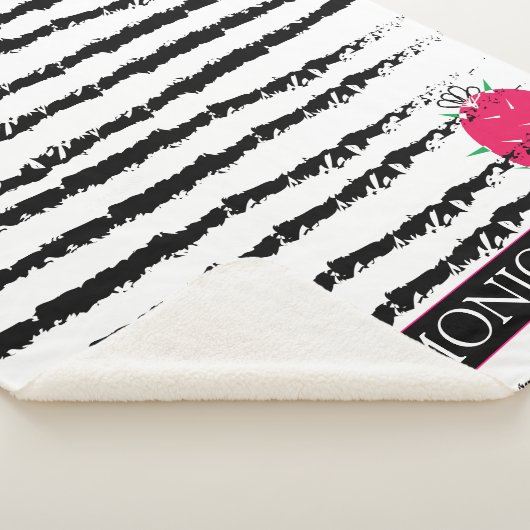 Couverture Sherpa Motif rayé Cactus rose (3/4)