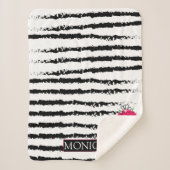 Couverture Sherpa Motif rayé Cactus rose (Devant)