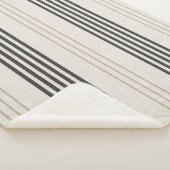 Couverture Sherpa Motif rayé classique noir beige (3/4)
