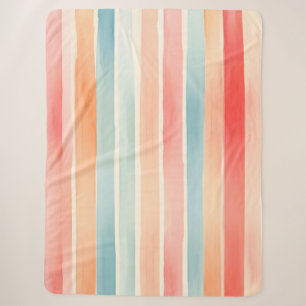Couverture Sherpa Motif rayé coloré aquarelle lumineux