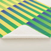 Couverture Sherpa Motif rayé vert jaune bleu (3/4)
