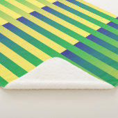Couverture Sherpa Motif rayé vert jaune bleu (3/4)