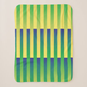 Couverture Sherpa Motif rayé vert jaune bleu