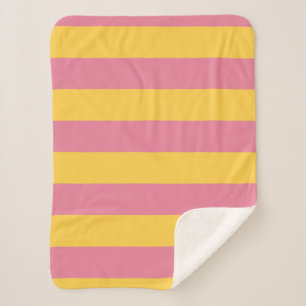 Couverture Sherpa Motif rayé vertical rose et jaune vibrant