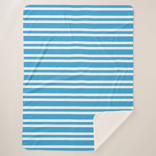 Couverture Sherpa Motif Rayures Bleu Blanc (Devant)