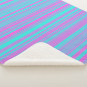 Couverture Sherpa Motif Rayures Rose Violet Bleu (3/4)