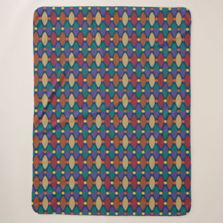 Couverture Sherpa Motif Rétro Bohème en Diamant et Treillis en Viole
