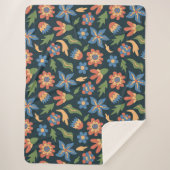 Couverture Sherpa Motif rétro Fleurs super (Devant)