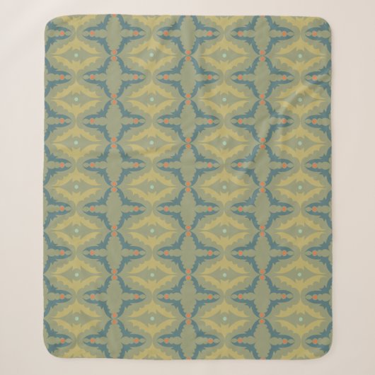 Couverture Sherpa Motif Rétro Vintage Verdâtre (Devant)