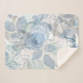 Couverture Sherpa Motif Rose bleu (Devant (Horizontal))