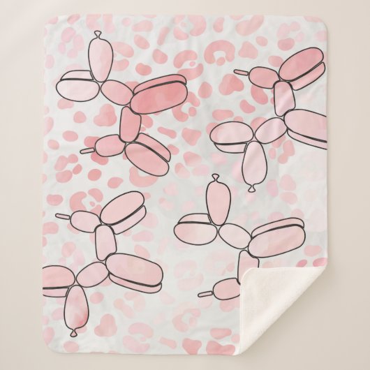 Couverture Sherpa Motif rose chien de ballon (Devant)
