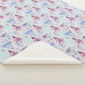 Couverture Sherpa Motif rose et bleu d'aquarelle de palmier (3/4)