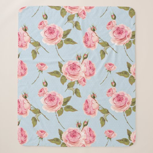 Couverture Sherpa Motif rose et Pois (Devant)