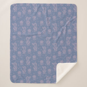 Couverture Sherpa Motif rose et pourpre de cactus de bande dessinée