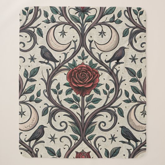 Couverture Sherpa Motif Rose Gothique Foncé (1) (Devant)