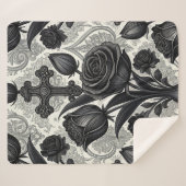 Couverture Sherpa Motif Rose Gothique Foncé (2) (Devant (Horizontal))