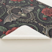 Couverture Sherpa Motif Rose Gothique Foncé (4) (3/4)